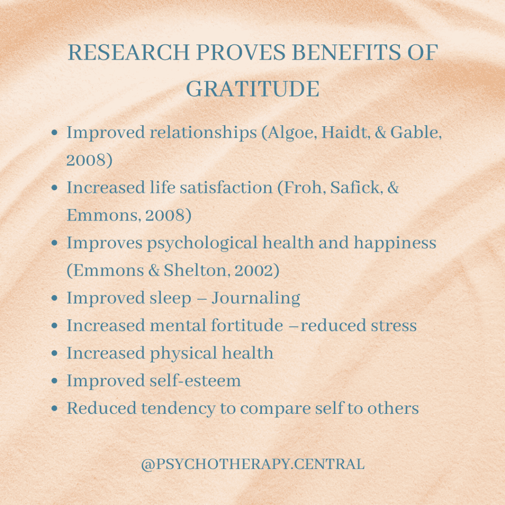 RESEARCH PROVES BENEFITS OF GRATITUDE