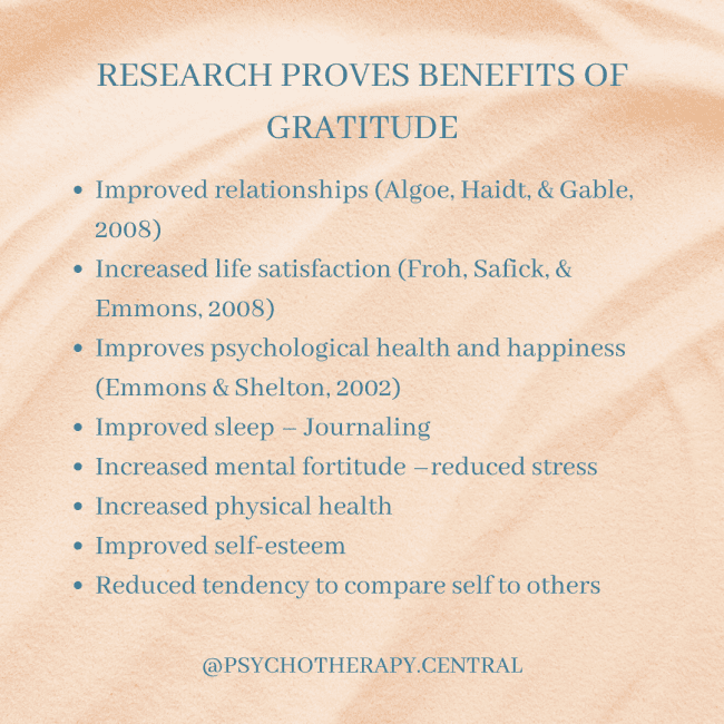 RESEARCH PROVES BENEFITS OF GRATITUDE