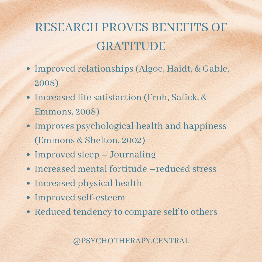 RESEARCH PROVES BENEFITS OF GRATITUDE