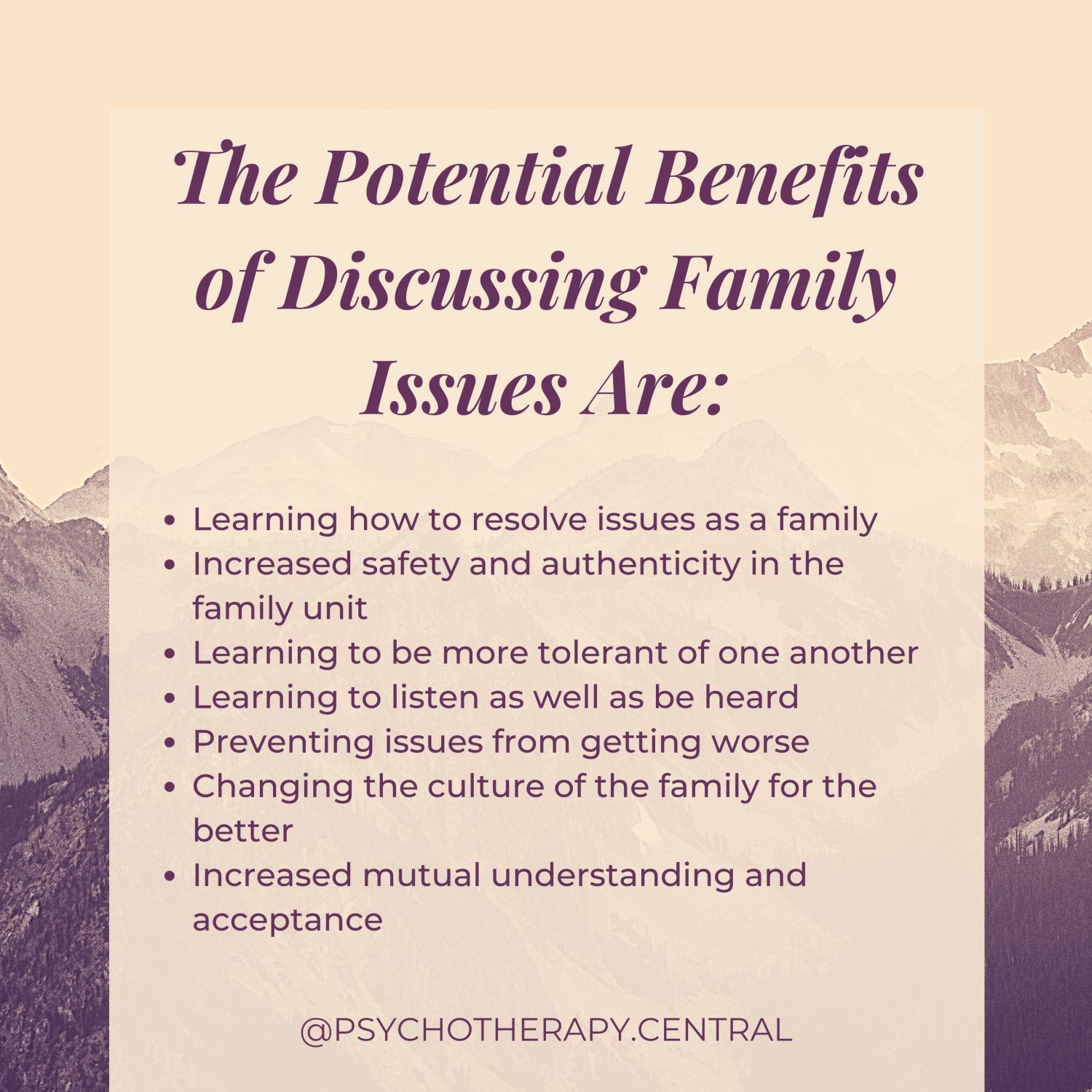 The Potential Benefits of Discussing Family Issues Are