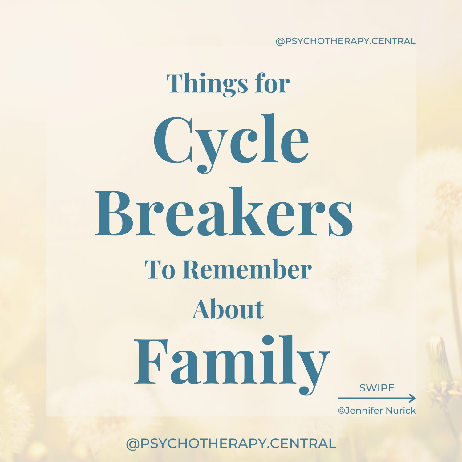 Things for Cycle Breakers To Remember About Family Your family will always be your family, and it is up to you how much time you spend with them. You are allowed to have friends outside of the family unit. You are allowed to have beliefs, thoughts, opinions and interests that are not generally held in your family. You are not alone. Most families have at least one cycle breaker. You are not obligated to have relationships with unhealthy people just because they are your family. It is difficult to have healthy relationships with people who don't want healthy relationships. Managing expectations. What are they capable of? Aligning expectations with capability. It’s okay to be different. You are likely to find another family outside of your family unit. Hopefully, you can have both.