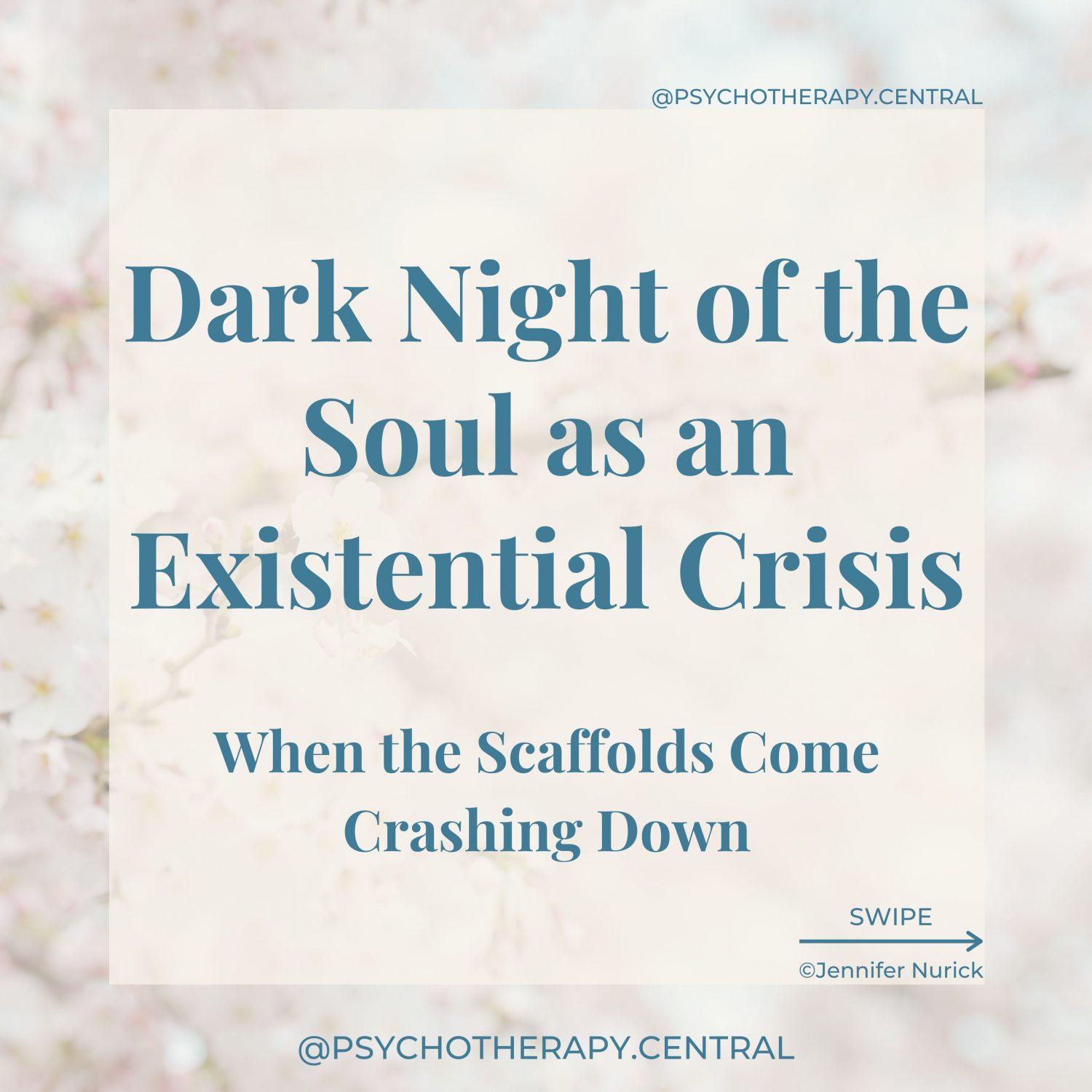Dark Night of the Soul as an Existential Crisis - Where the Scaffolds Come Crashing Down In modern culture, when we talk about the dark night of the soul, we are talking about an experience that creates a sense of meaninglessness and takes you into the depths of your being.