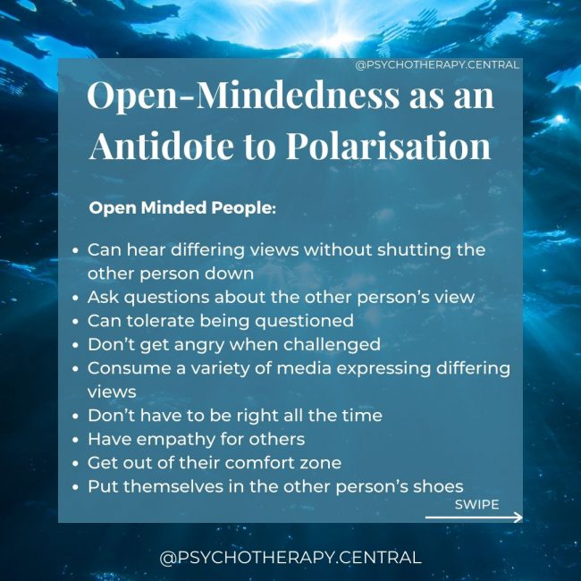 Open-Mindedness as an Antidote to Polarisation