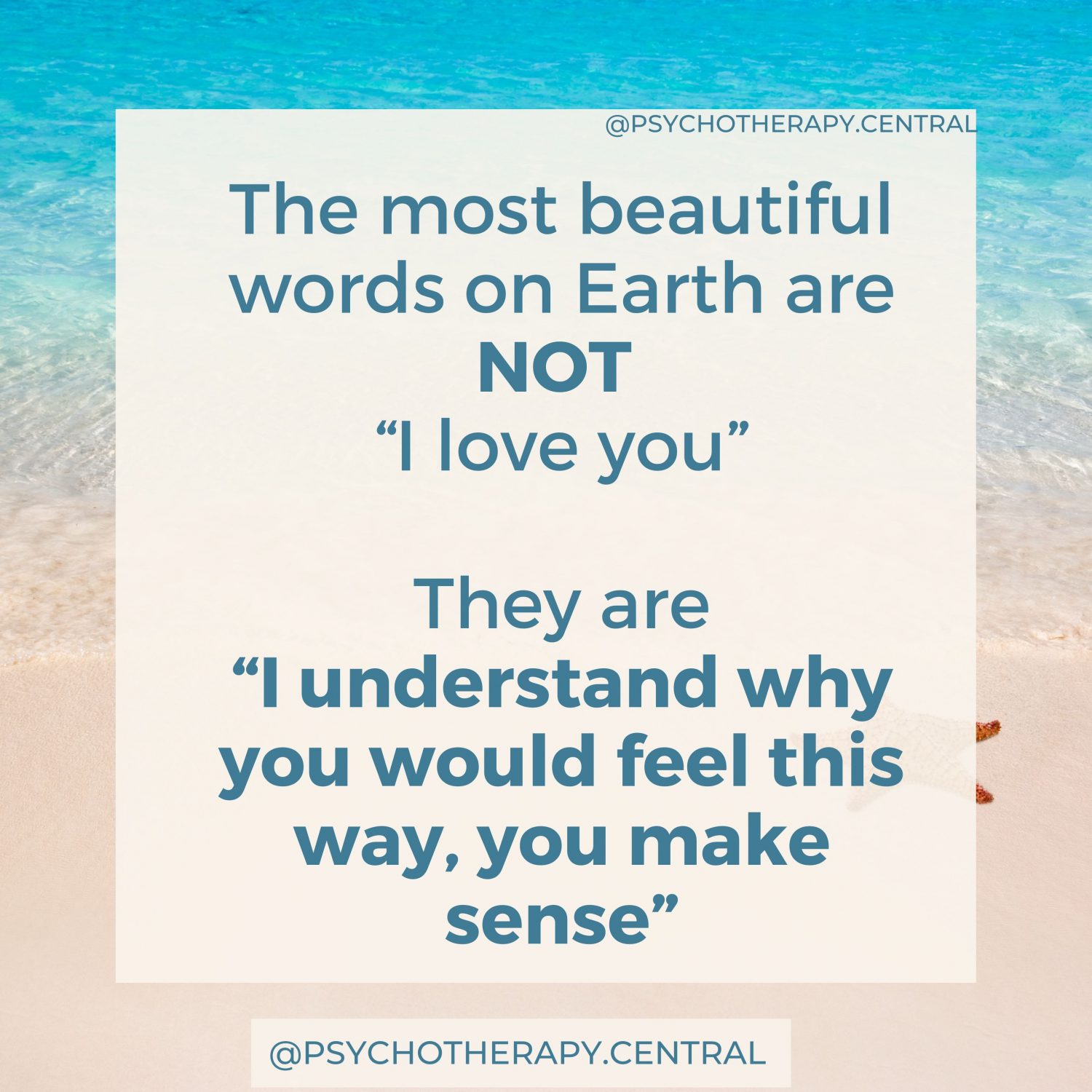 The most beautiful words on Earth are NOT “I love you”: “I understand why you would feel this way, you make sense?”