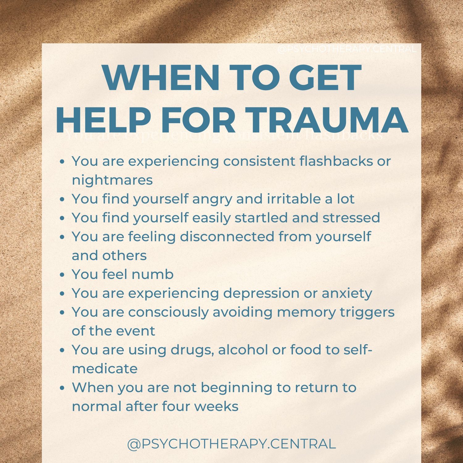 WHEN TO GET HELP FOR TRAUMA