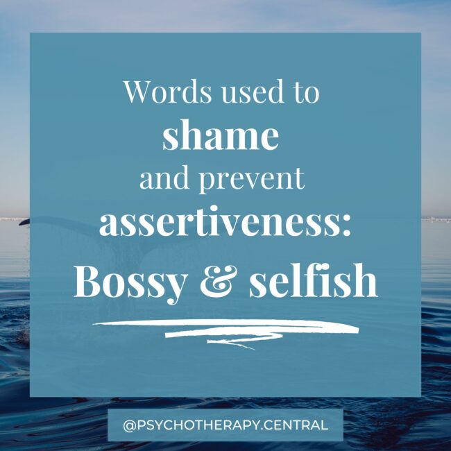 Words used to shame and prevent assertiveness: Bossy & selfish