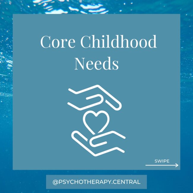 When Core Childhood Needs Remain Unmet, Unhealthy Coping Mechanisms Result. Core Childhood Needs: Attachment to healthy adults Freedom of expression Validation of emotions and needs Realistic boundaries to foster self-control Independence, competency, identity Play
