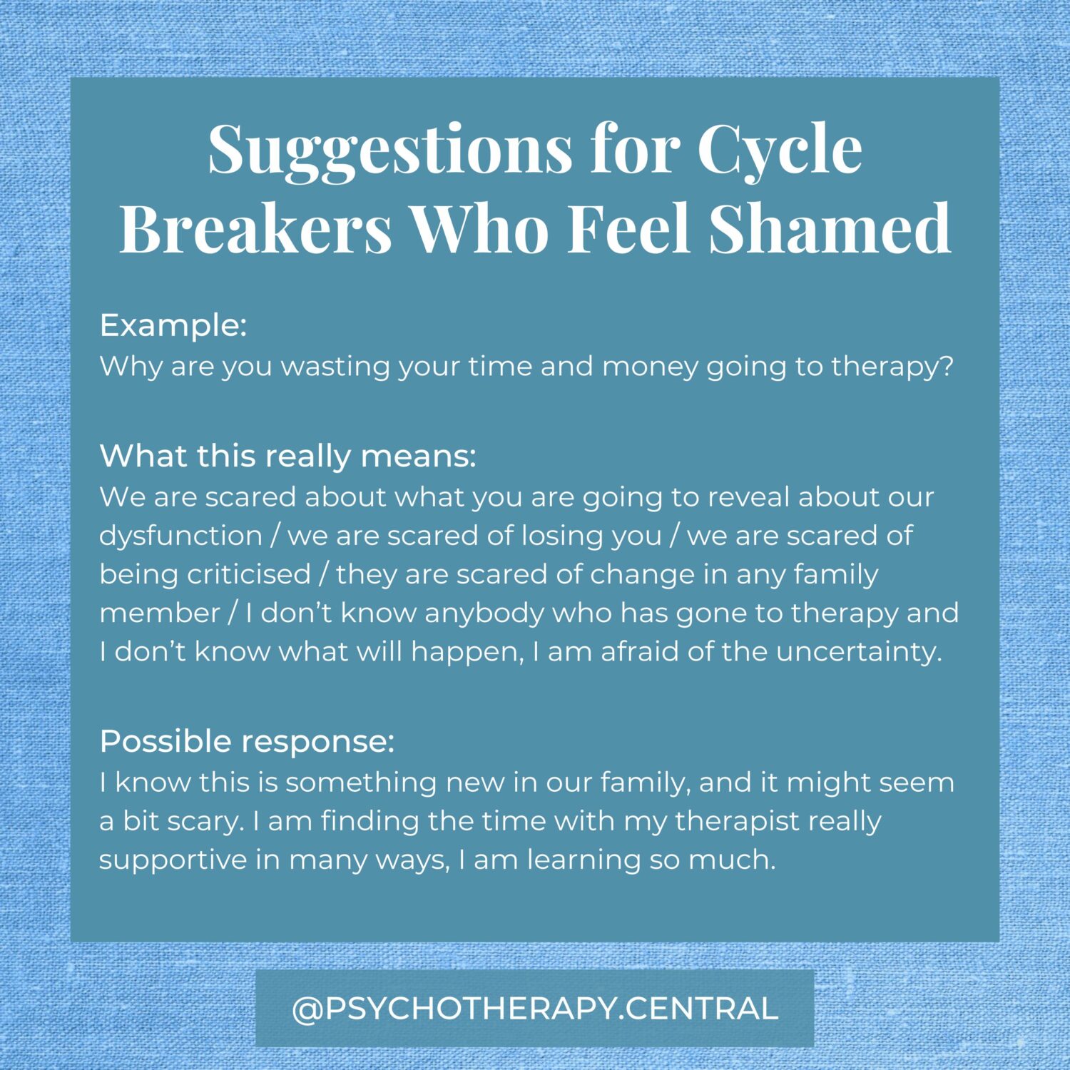 Suggestions for Cycle Breakers who feel shamed