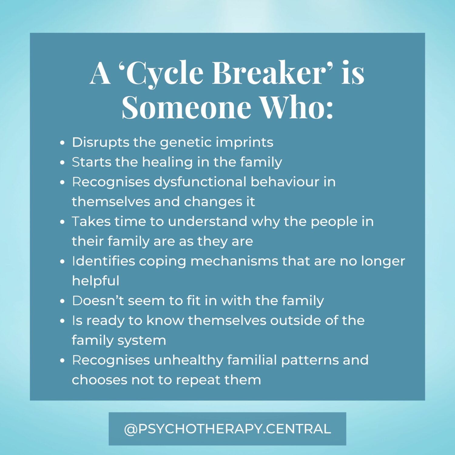 A cycle Breaker is someone who...