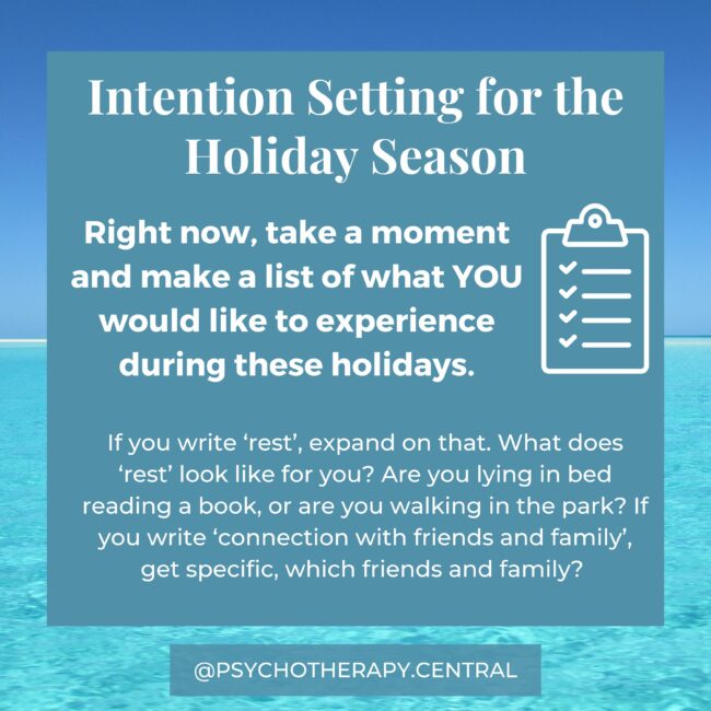 Intension setting for the holidays