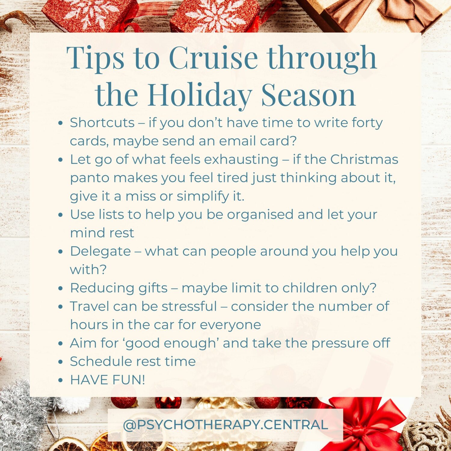 Tips to Cruise through the Holiday Season
