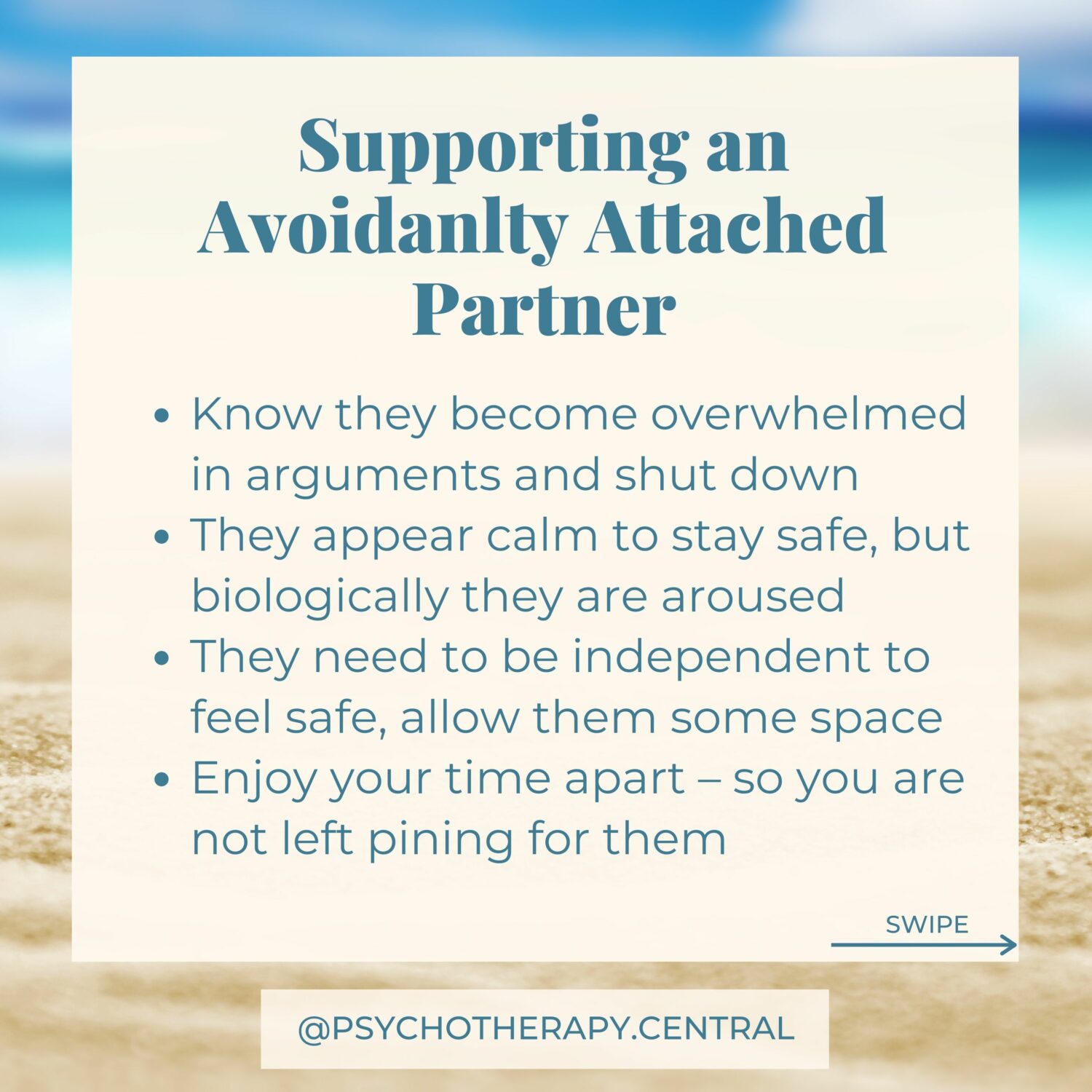 Supporting the avoidantly attached partner