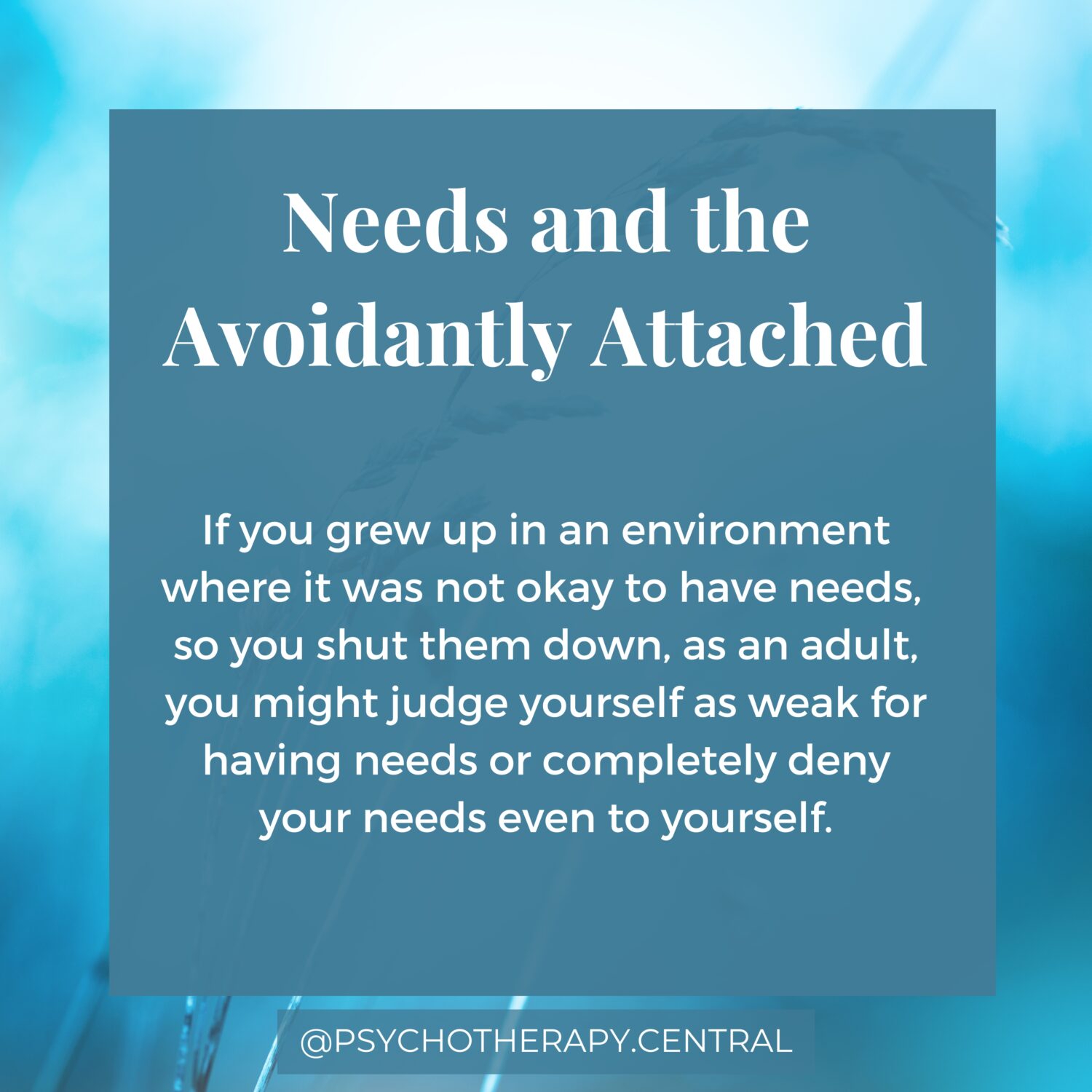 Needs and the Avoidantly Attached